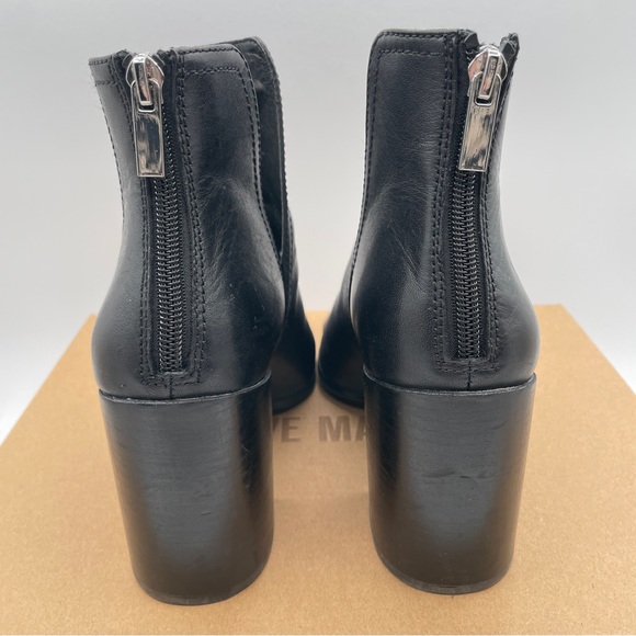 Steve Madden Boots Womens 7M Darryn Black Ankle Booties Leather Heels Pull On - Picture 3 of 9